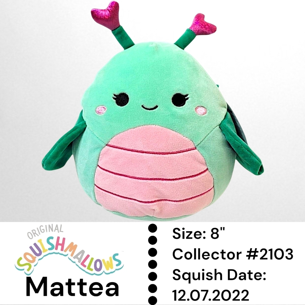 Squishmallows MATTEA 8 Inch Green Grasshopper - NWT